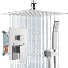 Systeme de douche a montage de plafond Aolemi Chrome chrome 12 pouces Pays de douche de pluie avec spray a main le luxe a haute pression Combo de