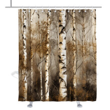 TheBlackSpot Birch Tree Bruseforh?ng Rustikke Badegardiner Dekors?t Grommet med kroge 72W x 72H tommer