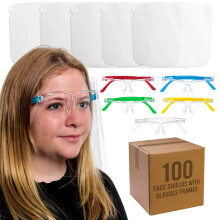 TCP Global Salon World Safety 100 lapsen kasvosuojat lasikehyksill (20 kpl 5 kpl) - 5 vri 20 kpl - Suojaavat lasten kokokasvosuojat silmien suojaa