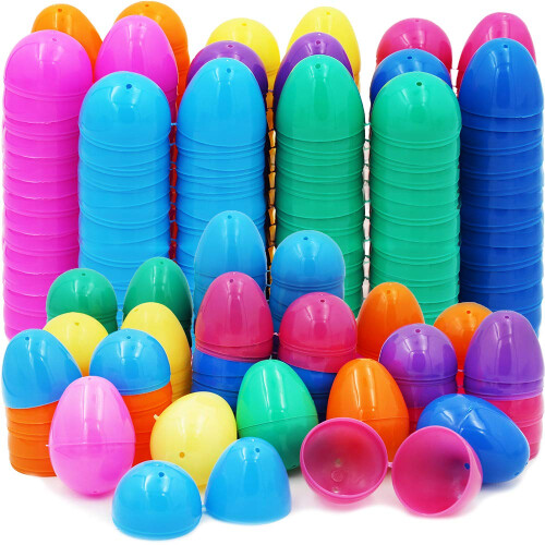 The Dreidel Company Fillable Easter Eggs with Hinge Bulk Colorful Bright Plastic Easter Eggs Perfect for Easter Egg Hunt Suprise Egg Easter Hunt