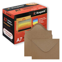 Xxcxpark 100 Antal 5,25 x 7,25 tommer Udskrivbar A7 -invitation Konvolutter & 100 Antal flade kort Selvforsegling 120 gsm Brun Kraft Paper Konvol