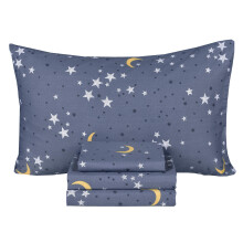 Scientific Sleep Mond und Sterne, Nachthimmel, fr Teenager, Kinder, Jungen und Mdchen, 100 % Baumwolle, komplettes Bettlaken-Set, Bettlaken, Spannb