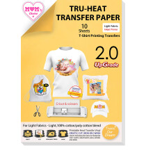 Tru-Iron Tru-Iron en papel de transferencia de calor para tela ligera (10 hojas 8.5x11 """" 2 generacin) Transfuers de hierro Papel para camisetas li