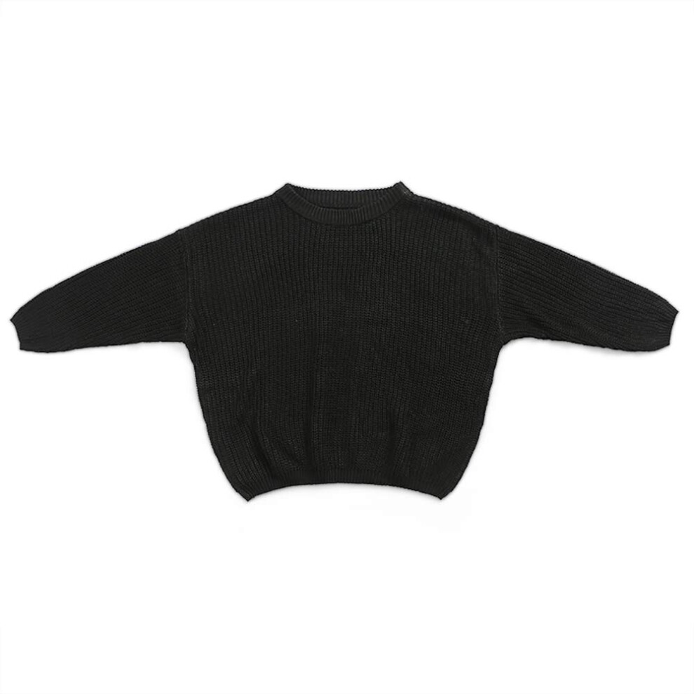 Afunbaby Baby Girl Boy Knit Sweater Blouse Pullover Sweatshirt Warm Crewneck Long Sleeve Tops for Infant Toddler 18-24 Months A-Black-image-OPC-PFKYGP6-NEW