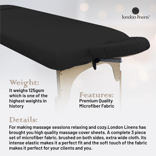 LONDON LINENS Ensemble de Draps de Table de Massage en Microfibre - 3 Pièces 2