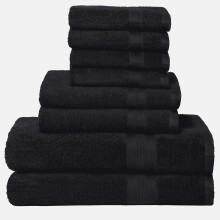 Ensemble de serviettes noir boutique - Set serviette de salle de bain de 8 pieces - 100% d'anneau tourbillon coton 2 baignoires serviette 27x54 2