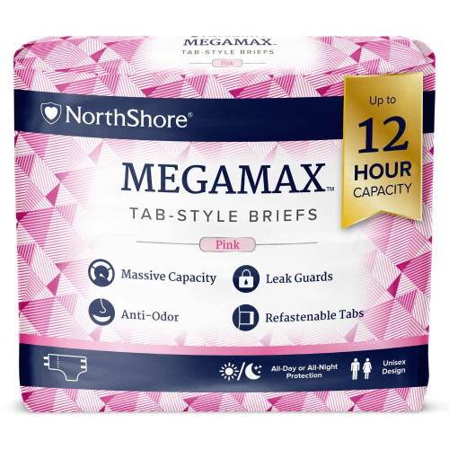 NorthShore MegaMax Tab-Style Briefs til m?nd og kvinder Pink Medium Pack/10 1