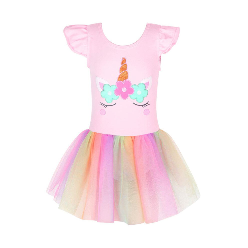 Justaucorps en coton pour filles Ballet Licorne 2t 3t Tout-petits Jupes en tulle Robes arc-en-ciel roses pour la danse