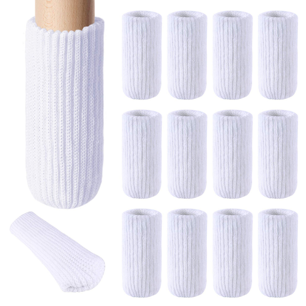 24 Pcs Furniture Leg Socks - High Elastic Knitted Chair Leg Floor Protectors Thickening White Chair Leg Covers Set Move Easily And Reduce Noise 630128641542