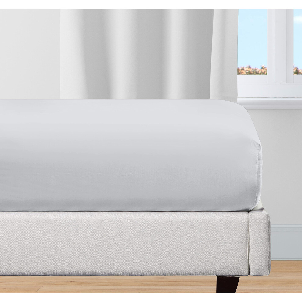 Drap-housse 100 % coton biologique pour lit double, tissage percale frais, l   ger, ajust    et impeccable, facile     utiliser (gris clair)