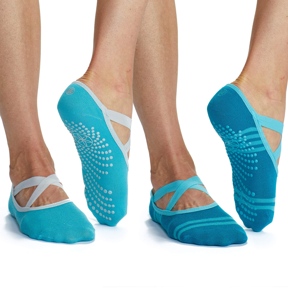 Chaussettes de yoga Gaiam - Antid?rapantes et adh?rentes pour les orteils - Pure Barre Hot Yoga Pilates Ballet Dance Home - Frost 2-Pa