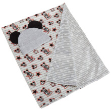 Cudlie Disney Baby Boy Mickey Mouse Reversable Double -sidet mink t?ppe og gr? micky cap med ?rer