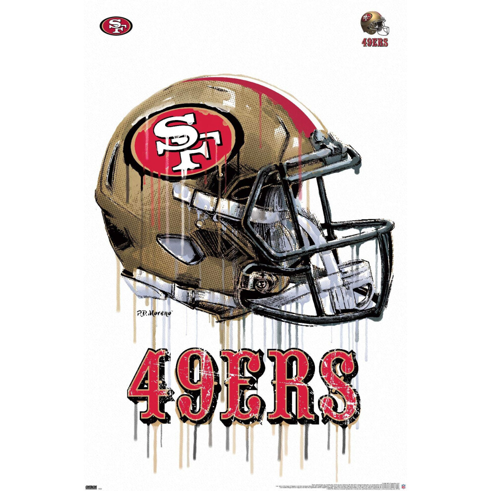 Affiche murale NFL des 49ers de San Francisco - Casque anti-goutte 20 (22,375"" x 34""), version premium sans cadre