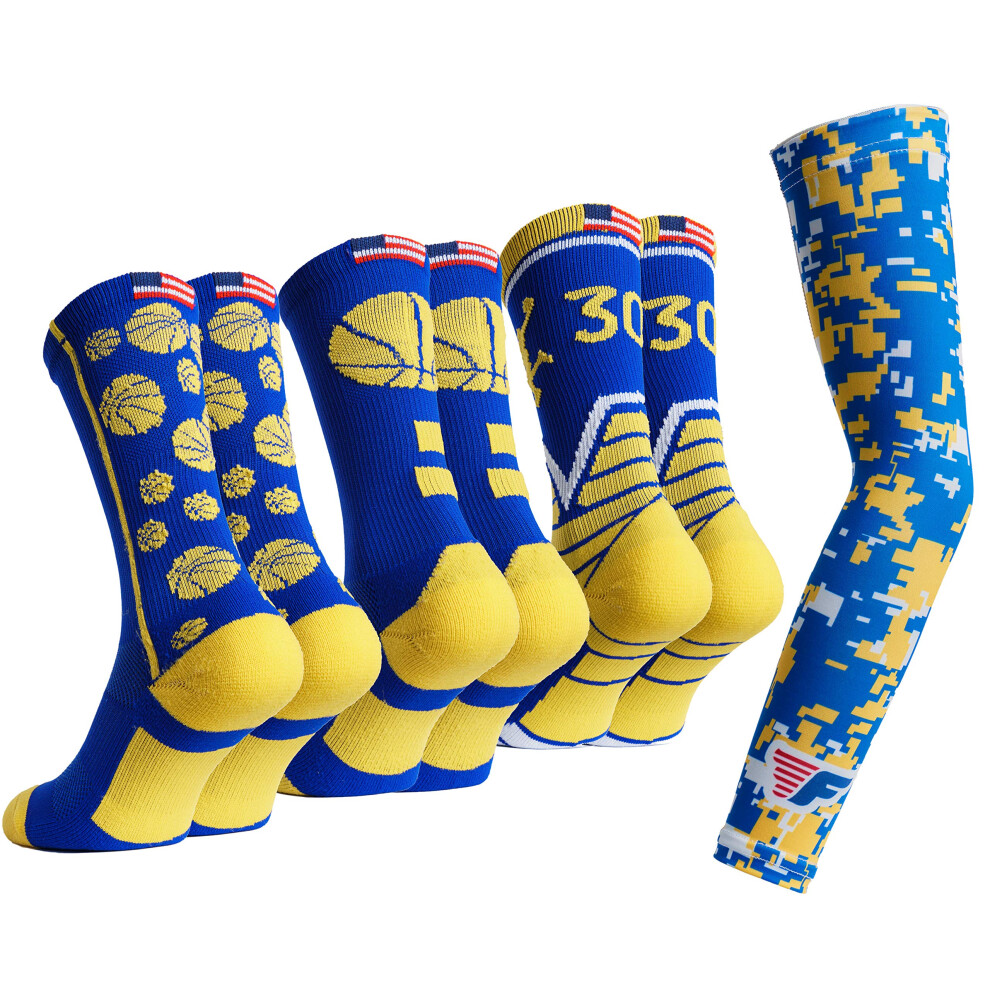 Chaussettes de basket Forever Fanatics - Athletic Sports YouthKids Crew Lot de 3 paires Royalgold Youth US 6-11