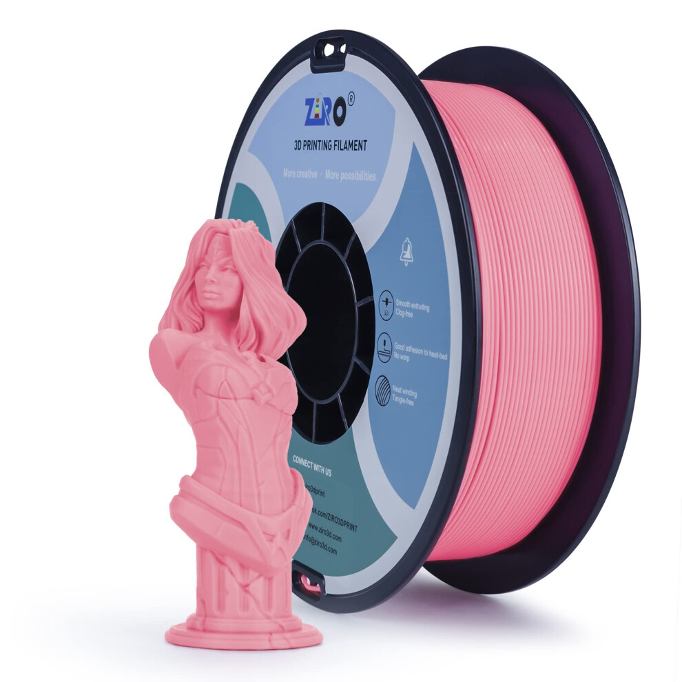 ZIRO PLA Filament 1,75mm 3D Printer Filament PLA PRO Basic Color Series 1,75MM 1KG 2,2lbs Maatnauwkeurigheid  0,03mm Roze