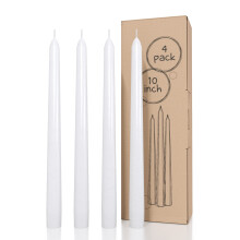CANDWAX White Taper Candles 10 inch Dripless - Set of 4 Tapered Candles Ideal as Dinner Candles - Smokeless and Unscented Taper Candles Long Burning -