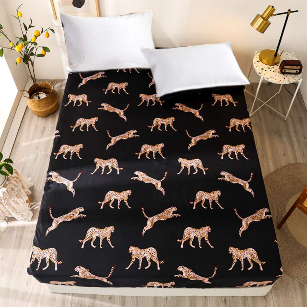 Drap-housse NATURETY Bedding avec poche profonde, draps de lit en tissu imprim       pais (noir et or double)