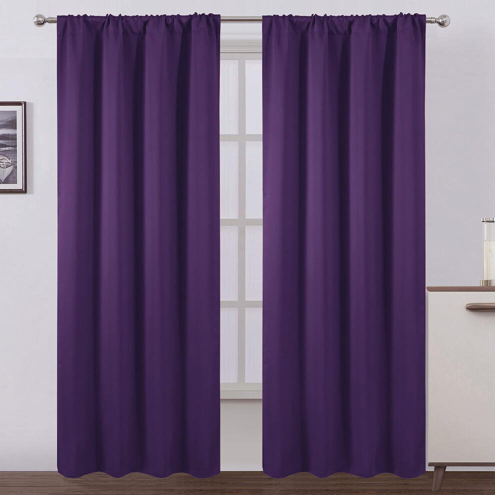 Cortinas Opacas Lemomo Moradas De 42 X 84 Pulgadas, Juego De 2 Paneles, Cortinas Opacas Para Dormitorio-image
