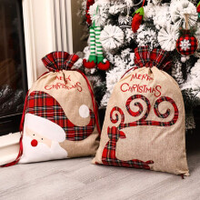 Yordearly 2Pcs Santa Sack Bags Large Christmas Cloth Bag with Drawstring 16 X 22 Inch Reusable Xmas Present Storage Bag