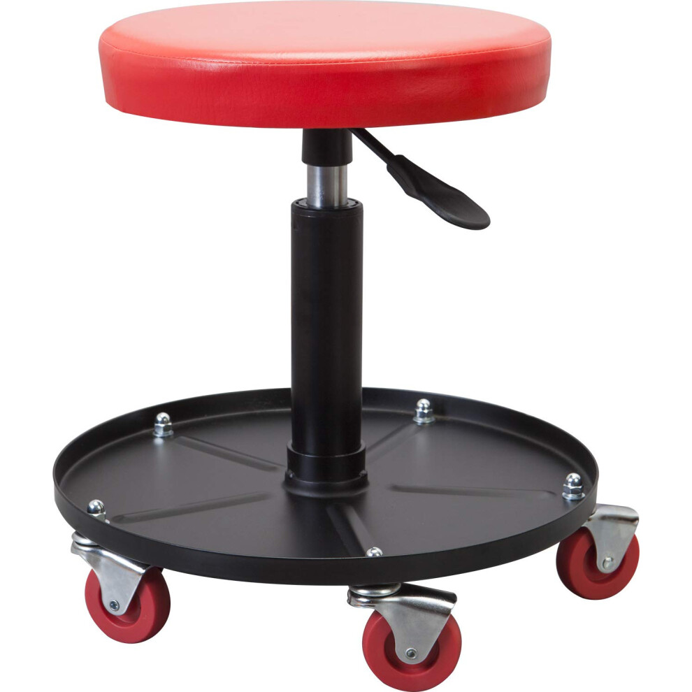 BIg RED ATRHL6201R Torin Heavy Duty Rolling Pneumatic creeper garageShop Seat: Padded Adjustable Mechanic Stool with Tool Tray Storage Red Large 1536
