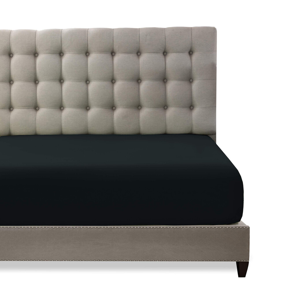 Drap-housse Toodou en microfibre bross   e douce noire pour lit double - Draps-housses confortables et durables - Les housses de matelas sont fabri