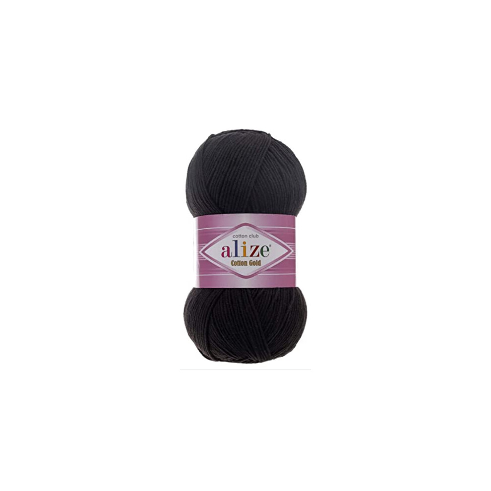55% Cotone 45% Acrilico Alize Cotone Oro Filato 1 Matassa/Pallina 100 Gr 60 M (Nero)-image