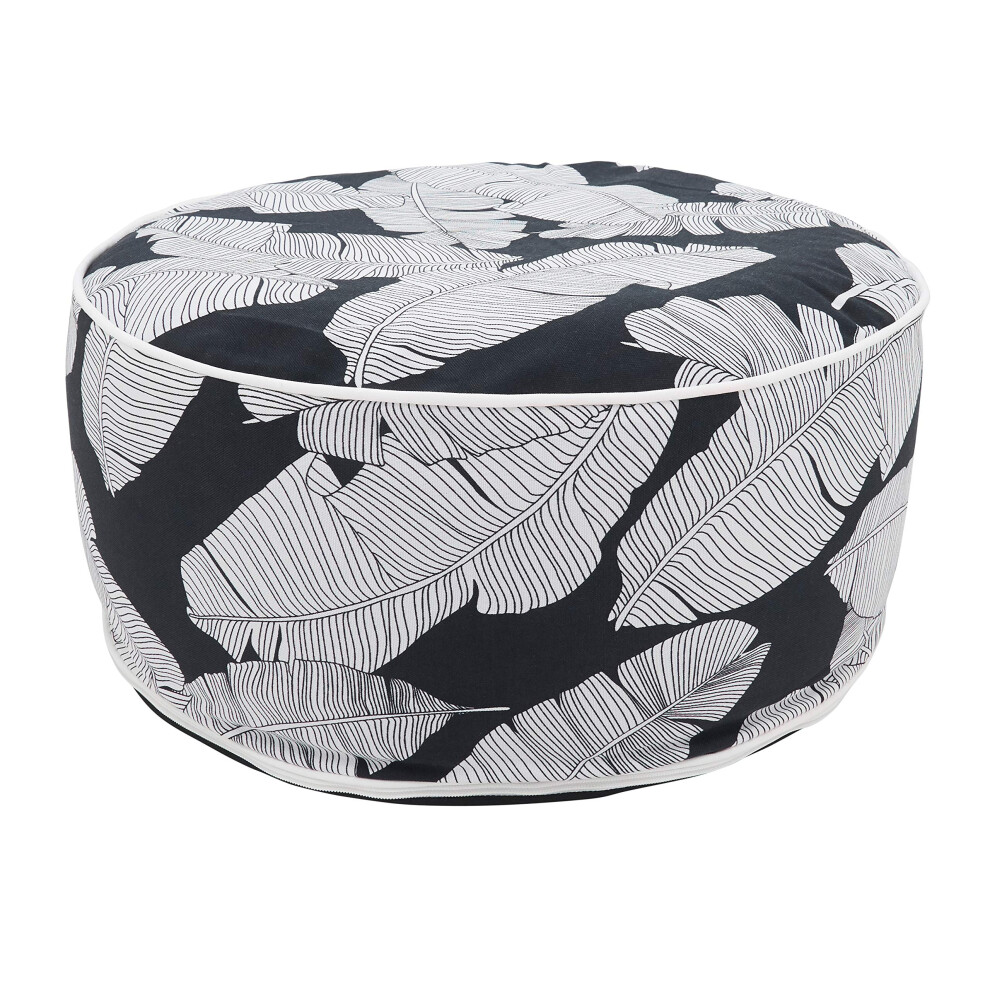 Pouf d'ext   rieur     motif feuilles tropicales Bold de la collection SARO LIFESTYLE, 21 x 9, noir et blanc, PU1934.BW