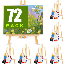 AROIC 72 PCS Pintura profissional Conjunto com cavalete 6 PCs Cavalis de madeira 6 pacotes de 60 pinc is com cabe a de mato de nylon e 6 PCs Pale