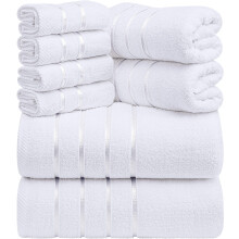 Utopia Towels 8-teiliges Luxus-Handtuch-Set, 2 Bade-, 2 Hand- und 4 Waschlappen, 600 g/m ringgesponnene Baumwolle, sehr saugfhige Viskose-Streifenh