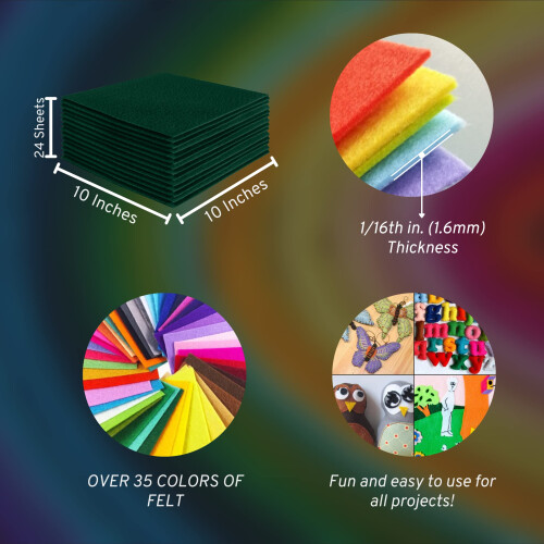 FabricLA Folhas de Feltro Acrílico para Artesanato - Prontas 10" X 10" Polegadas 2