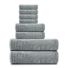 Des serviettes de dizaines 8 pieces serviettes 2 serviettes de bain extra grandes 2 serviettes a main 4 gant de laveur 100% coton poids plus lege