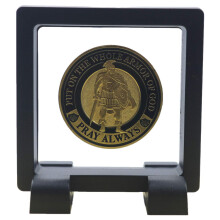 Challenge de pice de monnaie Porte-pice Single Coin Affichage 3D Cadre transparent flottant avec pied support de support de support de bijoux mdailli