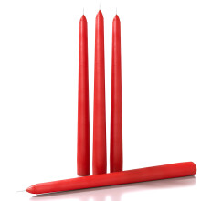 CANDWAX 12 inch Taper Candles Set of 4 - Dripless and Smokeless Candle Unscented - Slow Burning Candle Sticks Ideal for Any Event - Red Candle Taper