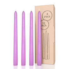 CANDWAX 12 inch Taper Candles Set of 4 - Dripless and Smokeless Candle Unscented - Slow Burning Candle Sticks - Lavender Candle Taper