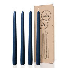 CANDWAX 12 inch Taper Candles Set of 4 - Dripless and Smokeless Candle Unscented - Slow Burning Candle Sticks Ideal As Christmas Candles - Dark B