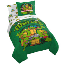 Conjunto de Cama Jay Franco Tartarugas Ninja Verde 7 Peças-Cobertor Reversível & Conjunto de Lençóis