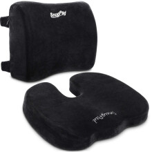 Snugpad Memory Foam Lumbal Pillow and Seat Cushion Combo Ergonomic Lower Back och Coccyk Support Premium Washable Velvet Covers med icke-halkbott