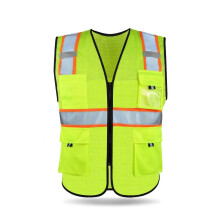 Hycoprot High Visibility Mesh Seguran   a Colete Refletivo com bolsos e z   per atende aos padr   es ANSI/ISEA (Amarelo m   dio (estilo 2)
