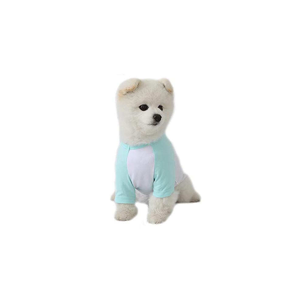Lucky Petter T-shirts en coton pour chiens de petite et grande taille, t-shirts raglan doux et respirants (petit blanc/menthe)
