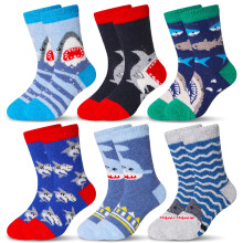 Eocom 6 paia di calzini invernali caldi in lana per bambini, a forma di animale, per bambini e bambine, taglia 4-7X