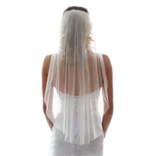 HERAD 1 TIER Bride Bryllupsl?r Kort Wasit albue L?ngde Brude tyl sl?r med kam og afsk?ret kant (hvid)
