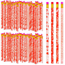 Kolewo4ever 100 grev Valentine blyanter Røde hjerte blyanter Bulk med viskelædertoppe til Valentine's Day Teacher Children Classrooms Party Bag G