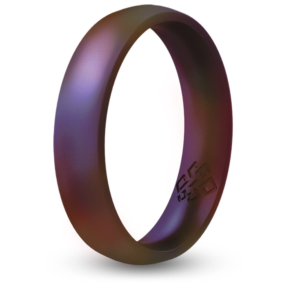 Teoria WęZłóW Kosmiczny Fioletowy Silikonowy PierśCień Dla Kobiet MężCzyzn - OddychająCy Komfortowy KróJ 6 Mm ObrąCzka Rozmiar 15-image