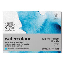 Winsor & Newton Klassiek aquarelpapier, ansichtkaartblok, 10 x 15 cm, natuurlijk wit