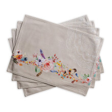 Maison d' Hermine Placemats 100% Cotton Set of 4 Dinner Placemat Decorative Washable Cloth Placemat Dining Buffet Parties & Camping Ibiza - Beige