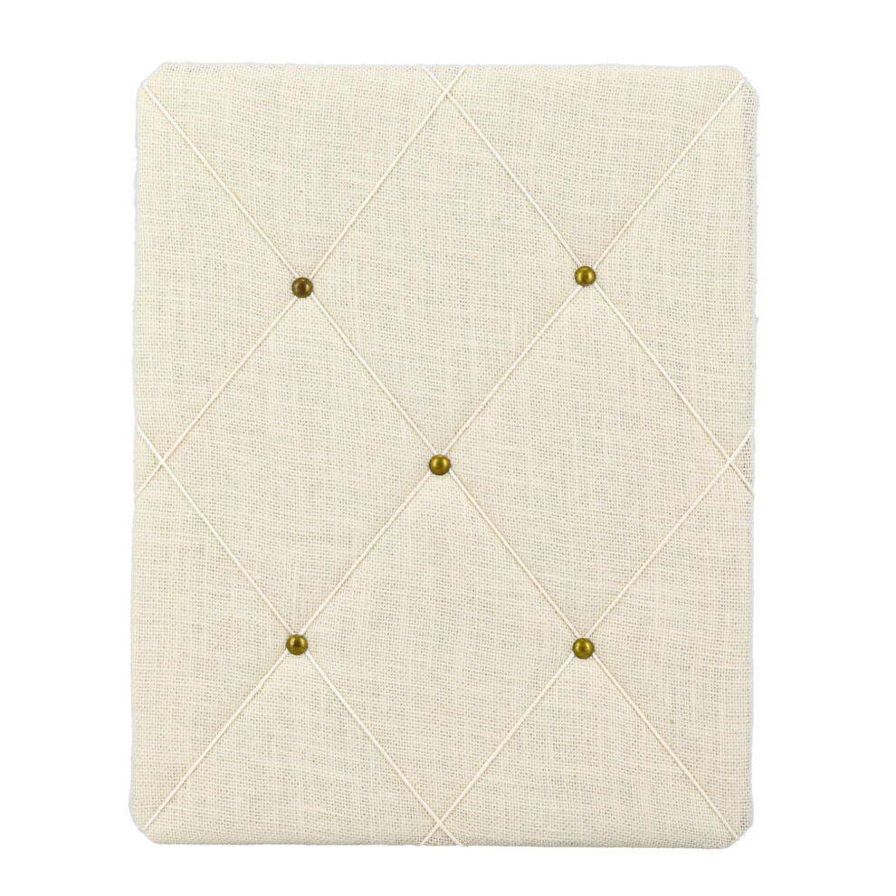 Tableau d'affichage et m   mo en toile de jute blanche recouverte de ficelle crois   e 19,75 x 15,75