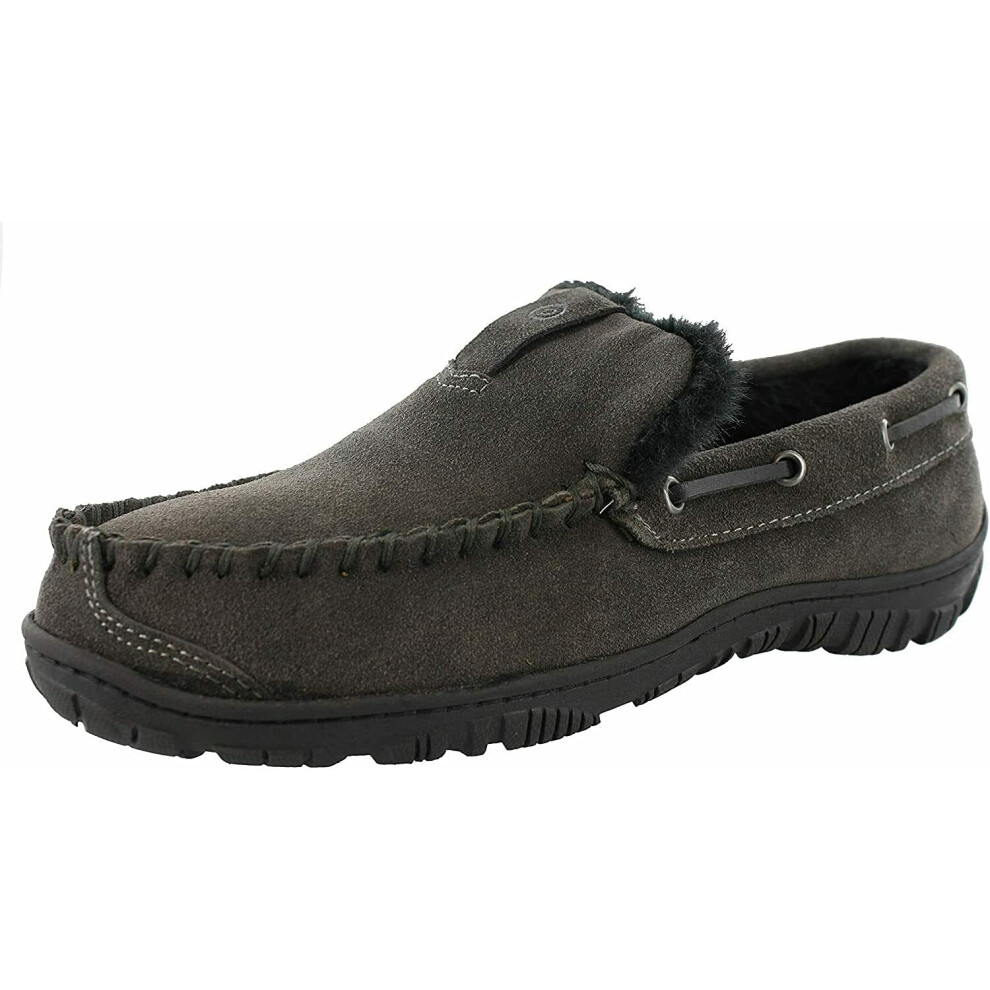 Clarks Mens Slippers Suede Venetian Moccasin Indoor & Outdoor Warm and Cozy House Slippers for Men 8 M US  Grey