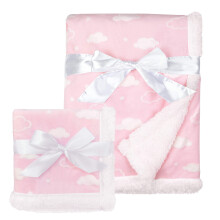 American Baby Company Heavenly Soft Chenille Sherpa Blanket Set 3D Pink Cloud til piger