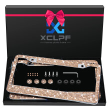 Bling nummerplade ramme til kvinder glitrende rustfrit st?l nummerplade rammer | Over 1200 pcs 14 facetter bedazzled klar glas diamant rhinestone