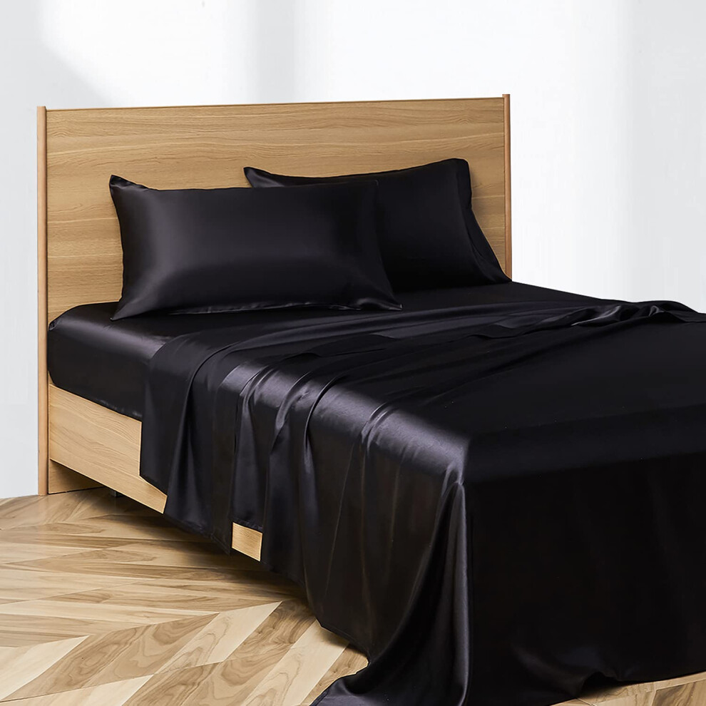 Ensemble de draps en satin Candoury Twin XL, 3 pi   ces, taie d'oreiller douce et durable, drap plat et drap-housse, ensemble de draps en satin soy